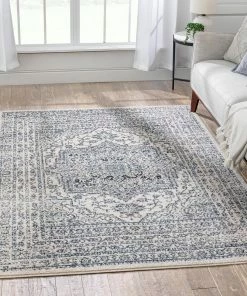 Well Woven Global Pesaro Vintage Oriental Medallion Light Blue Rug