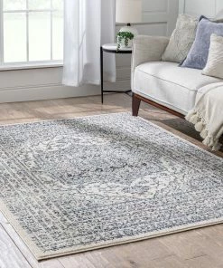 Well Woven Global Pesaro Vintage Oriental Medallion Light Blue Rug