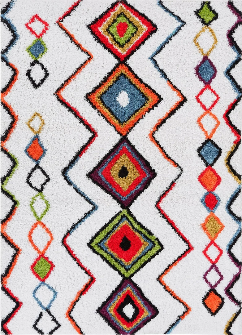 Well Woven Casablanca Cream Moroccan Aztec Shag Rug 7'10" X 9'10" Global 1 Well Woven Casablanca Cream Moroccan Aztec Shag Rug 7'10" X 9'10" Global