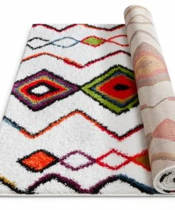 Well Woven Casablanca Cream Moroccan Aztec Shag Rug 7'10" X 9'10" Global