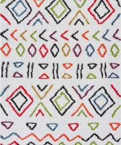 Well Woven Fes Cream Moroccan Ethnic Shag Rug Global