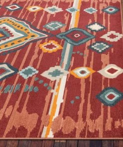 Well Woven Manzano Red Mid-Century Tribal Diamond Rug