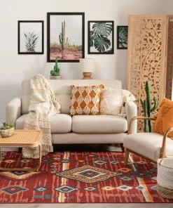 Well Woven Manzano Red Mid-Century Tribal Diamond Rug