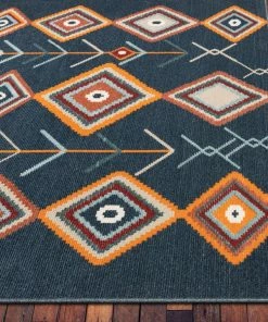 Well Woven Sena Blue Mid-Century Tribal Diamond Rug