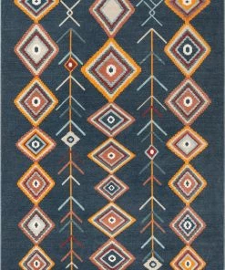 Well Woven Sena Blue Mid-Century Tribal Diamond Rug