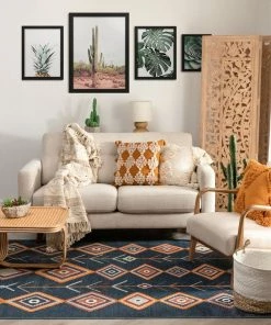 Well Woven Sena Blue Mid-Century Tribal Diamond Rug