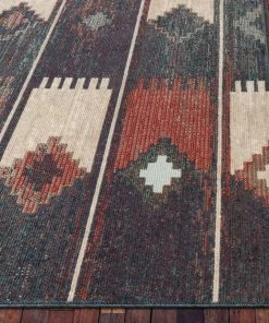 Well Woven Global Socorro Blue Mid-Century Scandinavian Southwestern Rug