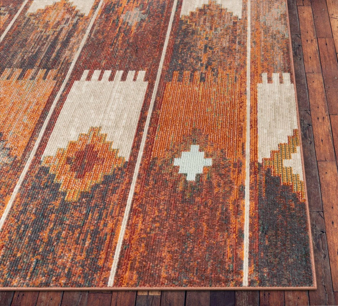 Well Woven Socorro Burnt Orange Mid-Century Scandinavian Southwestern Rug Global 3 Well Woven Socorro Burnt Orange Mid-Century Scandinavian Southwestern Rug Global