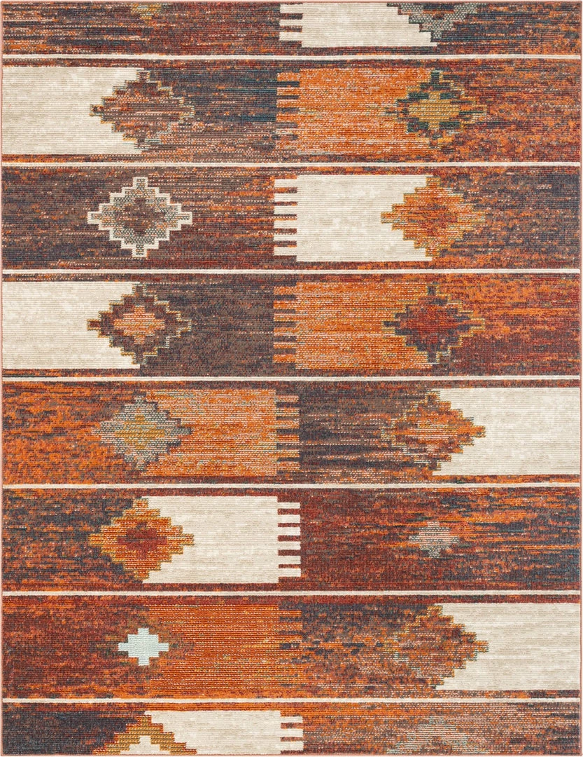 Well Woven Socorro Burnt Orange Mid-Century Scandinavian Southwestern Rug Global 1 Well Woven Socorro Burnt Orange Mid-Century Scandinavian Southwestern Rug Global