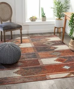 Well Woven Socorro Burnt Orange Mid-Century Scandinavian Southwestern Rug Global