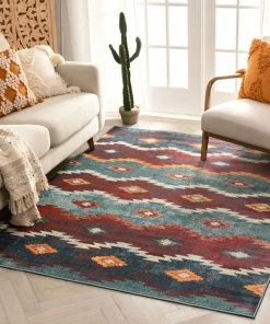 Well Woven Moroccan Ruidoso Blue Mid-Century Tribal Bohemian Rug