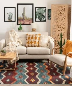 Well Woven Moroccan Ruidoso Blue Mid-Century Tribal Bohemian Rug