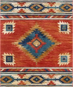 Well Woven Global Lea Crimson Traditional Southwestern Tribal Rug