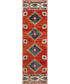 Well Woven Global Lea Crimson Traditional Southwestern Tribal Rug