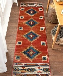 Well Woven Global Lea Crimson Traditional Southwestern Tribal Rug