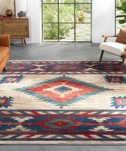 Well Woven Lea Cream Traditional Southwestern Tribal Rug Global