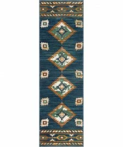 Well Woven Lea Blue Traditional Southwestern Tribal Rug Global