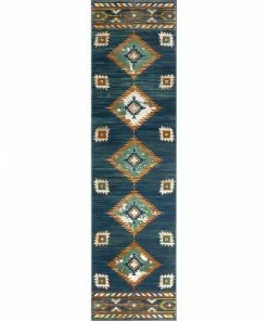Well Woven Lea Blue Traditional Southwestern Tribal Rug Global