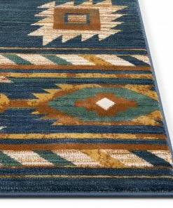 Well Woven Lea Blue Traditional Southwestern Tribal Rug Global