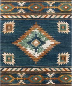 Well Woven Lea Blue Traditional Southwestern Tribal Rug Global