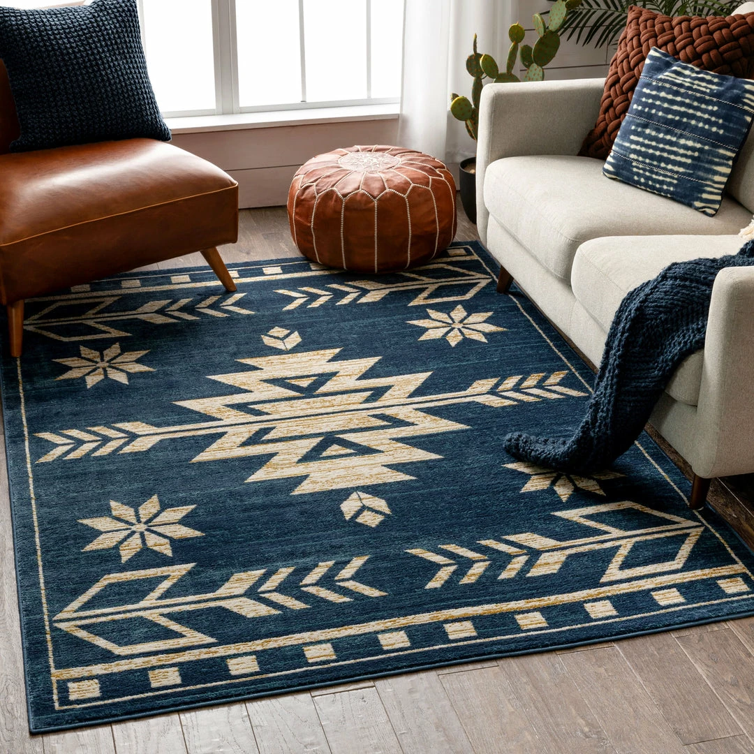 Well Woven Canton Southwestern Tribal Bohemian Blue Rug 2 Well Woven Canton Southwestern Tribal Bohemian Blue Rug
