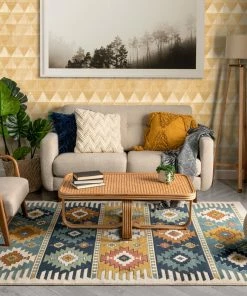 Well Woven Noble Southwestern Tribal Diamond Pattern Blue Rug Global