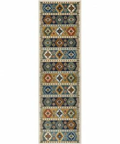Well Woven Noble Southwestern Tribal Diamond Pattern Blue Rug Global