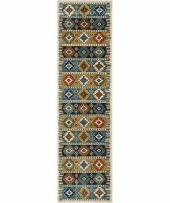 Well Woven Noble Southwestern Tribal Diamond Pattern Blue Rug Global