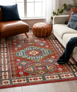 Well Woven Perry Southwestern Tribal Medallion Bohemian Crimson Rug