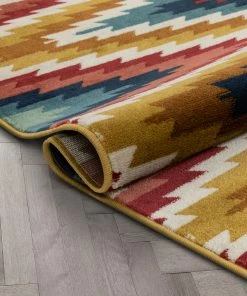 Well Woven Global Mia Southwestern Tribal Aztec Bohemian Blue Rug