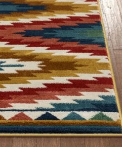 Well Woven Global Mia Southwestern Tribal Aztec Bohemian Blue Rug