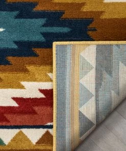 Well Woven Global Mia Southwestern Tribal Aztec Bohemian Blue Rug
