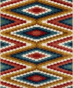Well Woven Global Mia Southwestern Tribal Aztec Bohemian Blue Rug