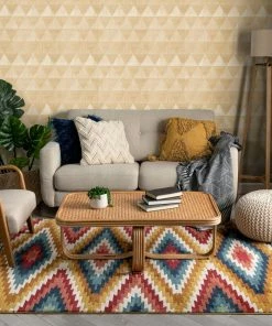 Well Woven Global Mia Southwestern Tribal Aztec Bohemian Blue Rug