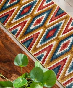 Well Woven Global Mia Southwestern Tribal Aztec Bohemian Blue Rug