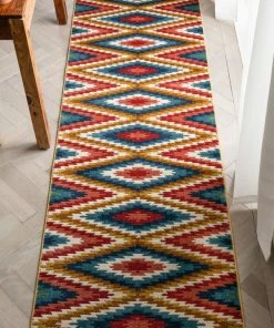 Well Woven Global Mia Southwestern Tribal Aztec Bohemian Blue Rug