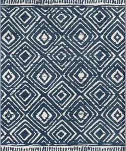 Well Woven Dalton Moroccan Trellis Pattern Blue Distressed Rug Global