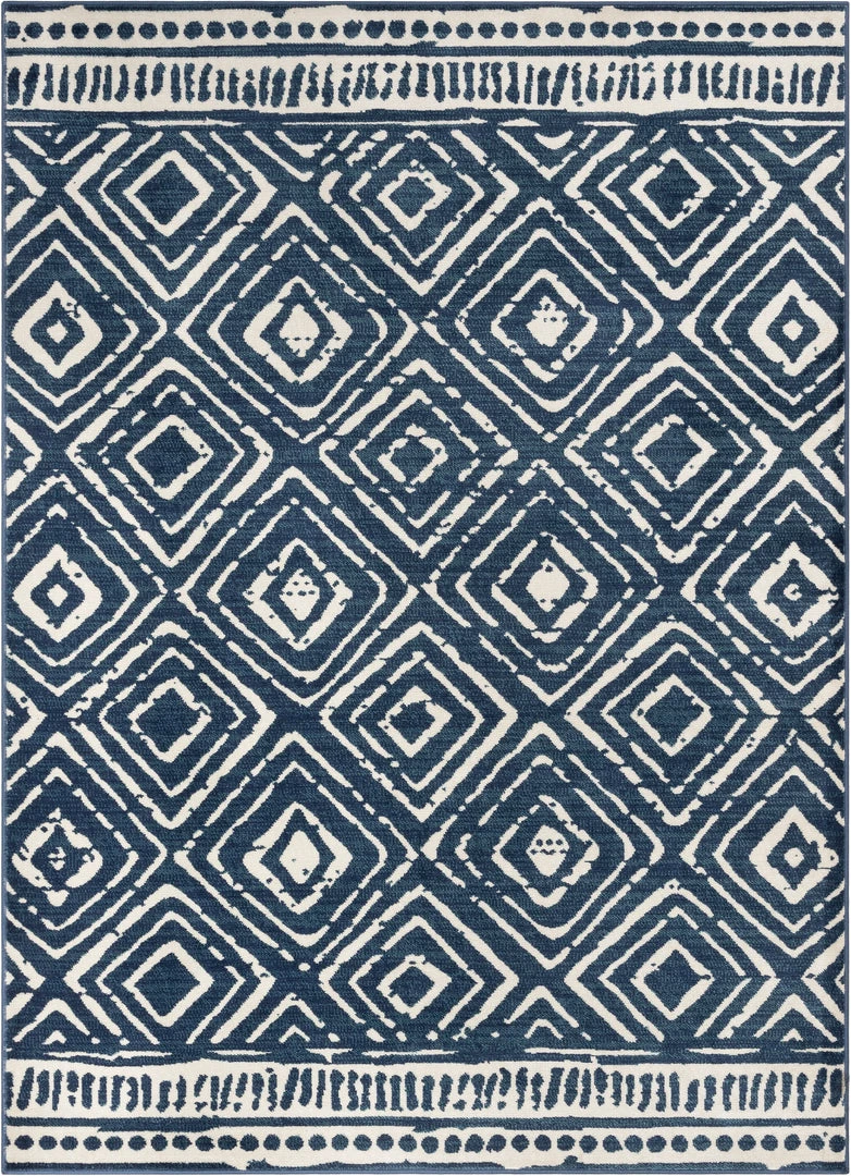Well Woven Dalton Moroccan Trellis Pattern Blue Distressed Rug Global 2 Well Woven Dalton Moroccan Trellis Pattern Blue Distressed Rug Global
