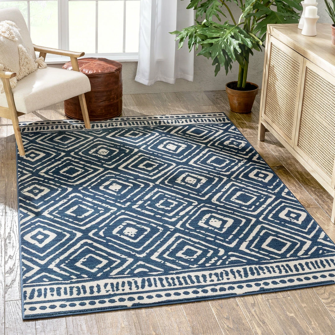 Well Woven Dalton Moroccan Trellis Pattern Blue Distressed Rug Global 1 Well Woven Dalton Moroccan Trellis Pattern Blue Distressed Rug Global
