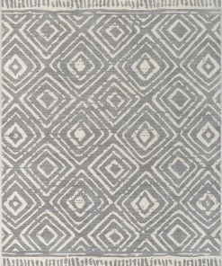 Well Woven Dalton Moroccan Trellis Pattern Grey Distressed Rug