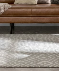 Well Woven Dalton Moroccan Trellis Pattern Grey Distressed Rug