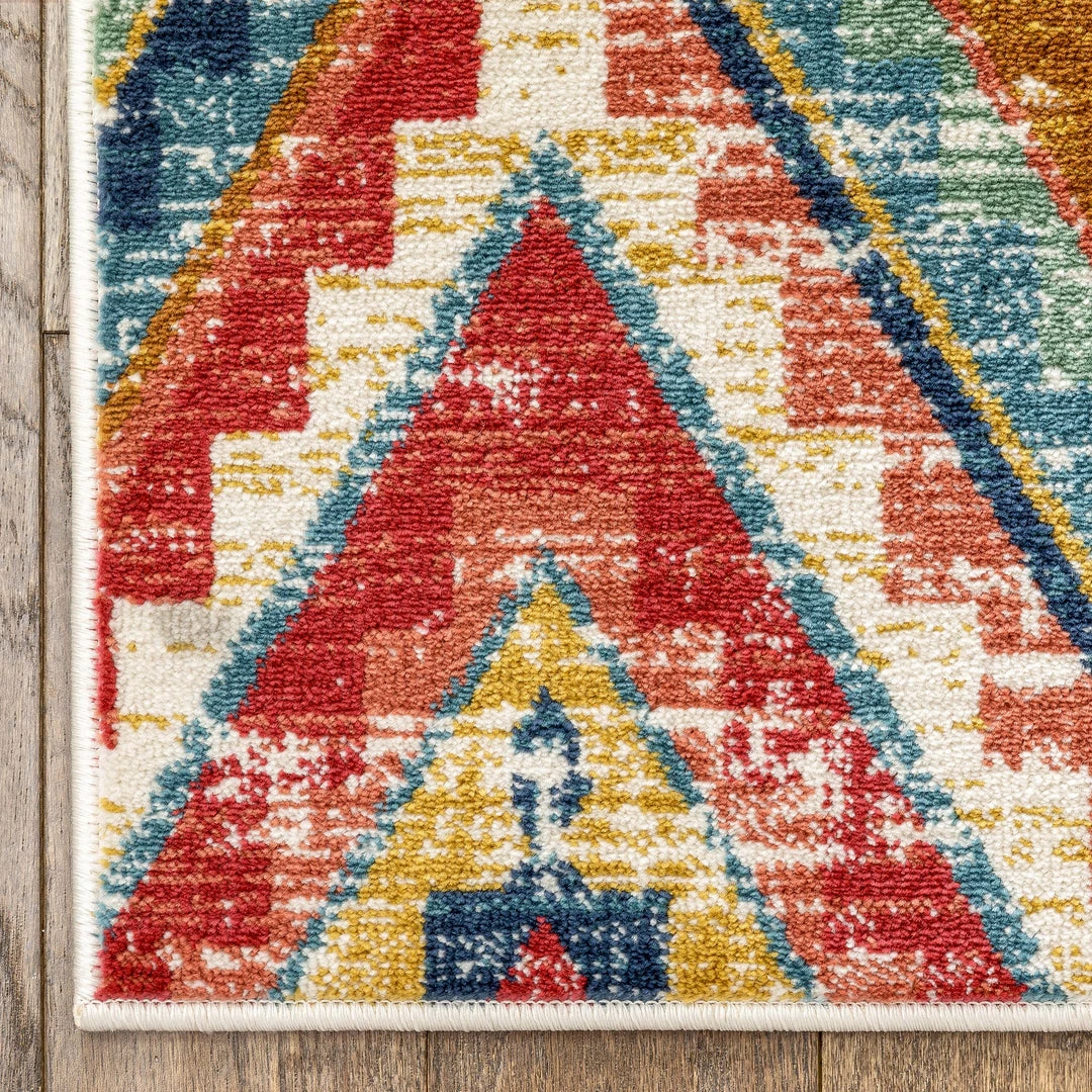Well Woven Global Meridian Southwestern Diamond Pattern Blue Red Distressed Rug 5 Well Woven Global Meridian Southwestern Diamond Pattern Blue Red Distressed Rug