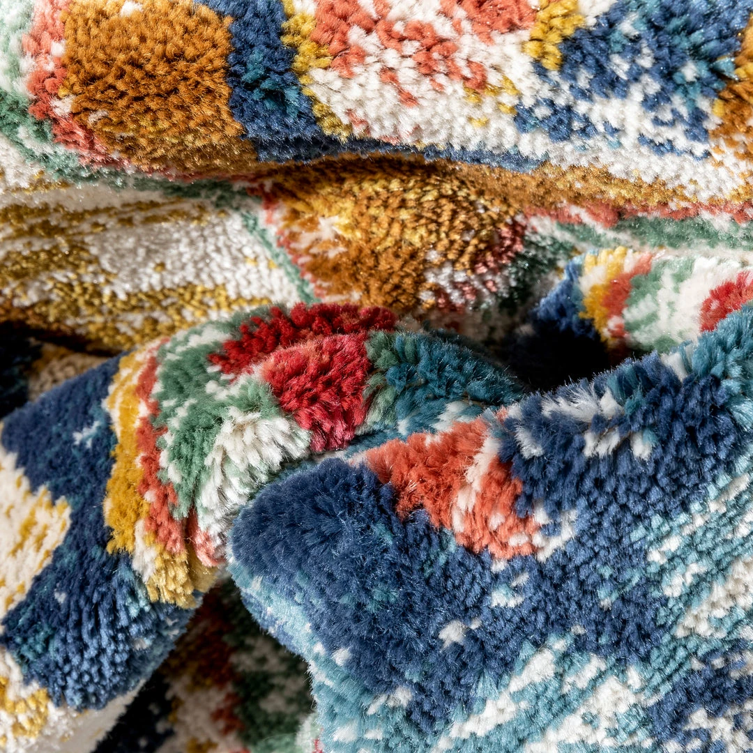 Well Woven Global Meridian Southwestern Diamond Pattern Blue Red Distressed Rug 3 Well Woven Global Meridian Southwestern Diamond Pattern Blue Red Distressed Rug