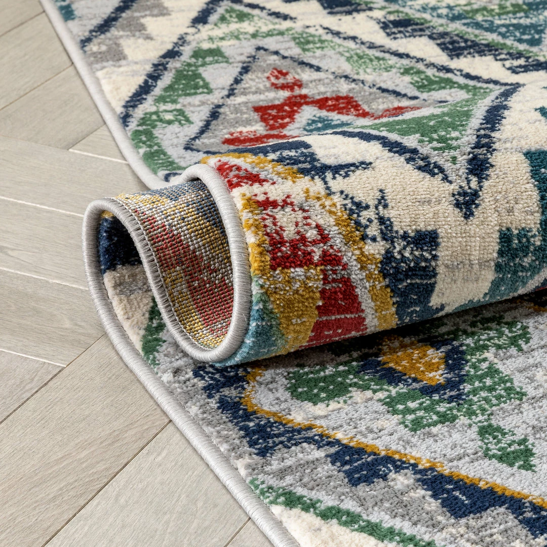 Well Woven Meridian Southwestern Diamond Pattern Grey Blue Distressed Rug Global 8 Well Woven Meridian Southwestern Diamond Pattern Grey Blue Distressed Rug Global