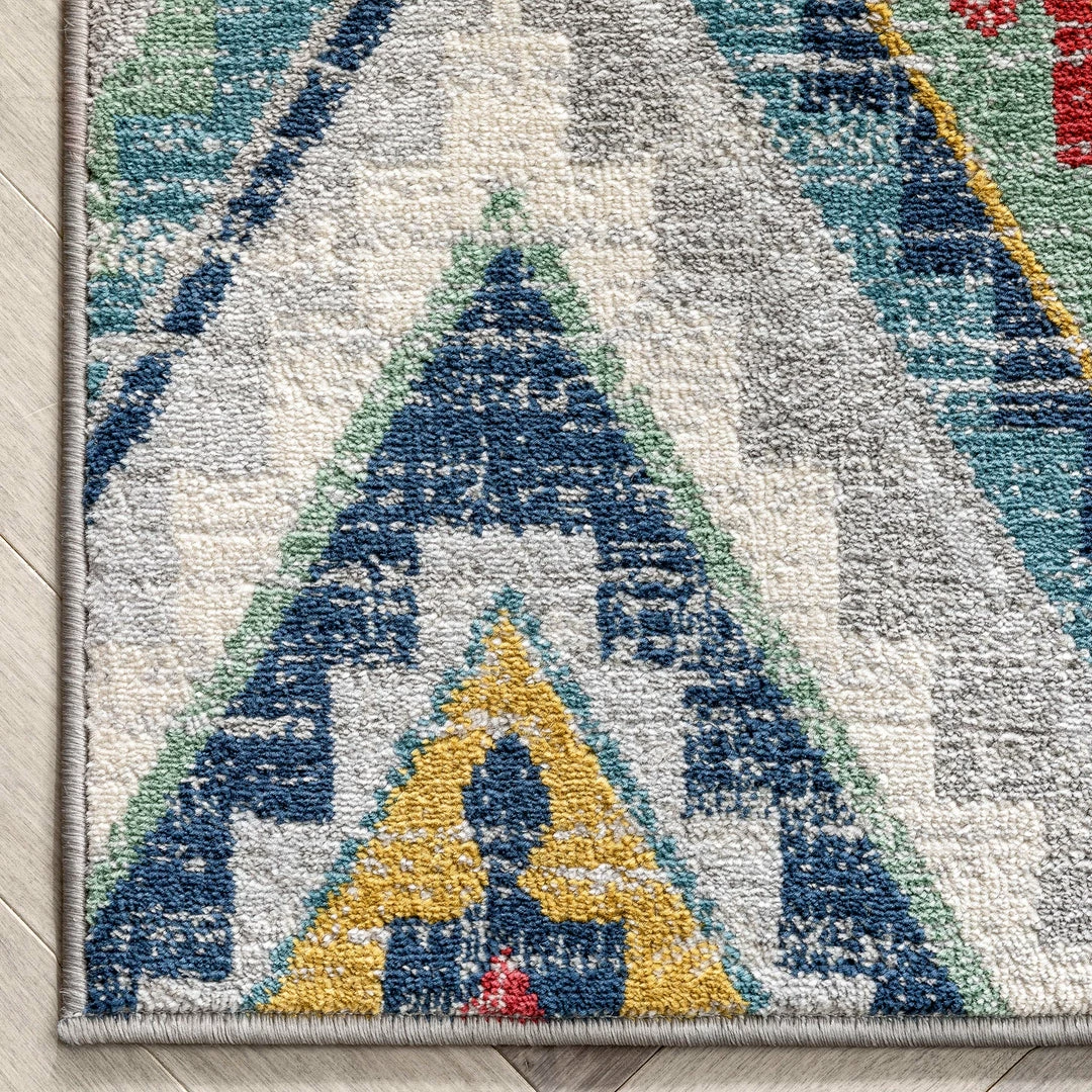 Well Woven Meridian Southwestern Diamond Pattern Grey Blue Distressed Rug Global 5 Well Woven Meridian Southwestern Diamond Pattern Grey Blue Distressed Rug Global