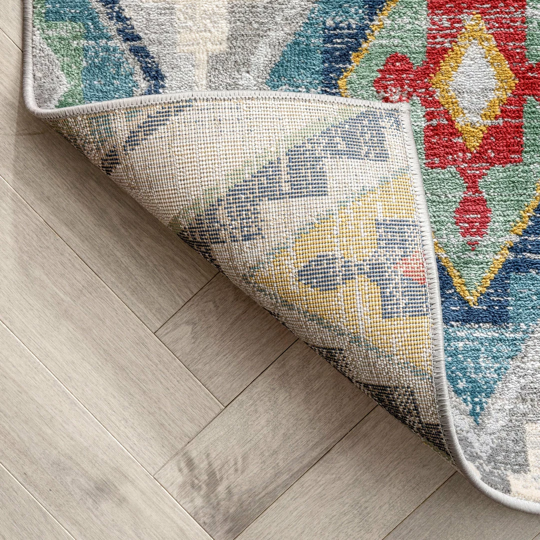 Well Woven Meridian Southwestern Diamond Pattern Grey Blue Distressed Rug Global 4 Well Woven Meridian Southwestern Diamond Pattern Grey Blue Distressed Rug Global