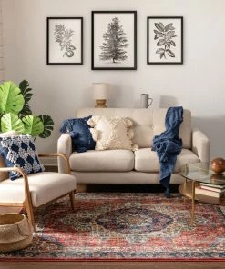 Well Woven Global Alisha Crimson Traditional Medallion Distressed Rug