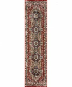 Well Woven Global Alisha Crimson Traditional Medallion Distressed Rug
