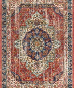 Well Woven Global Alisha Crimson Traditional Medallion Distressed Rug