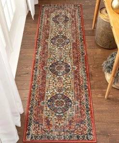 Well Woven Global Alisha Crimson Traditional Medallion Distressed Rug